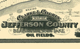 1901 Map of Jefferson County Texas Beaumont Oil Field