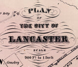 1864 Map of Lancaster Lancaster County Pennsylvania