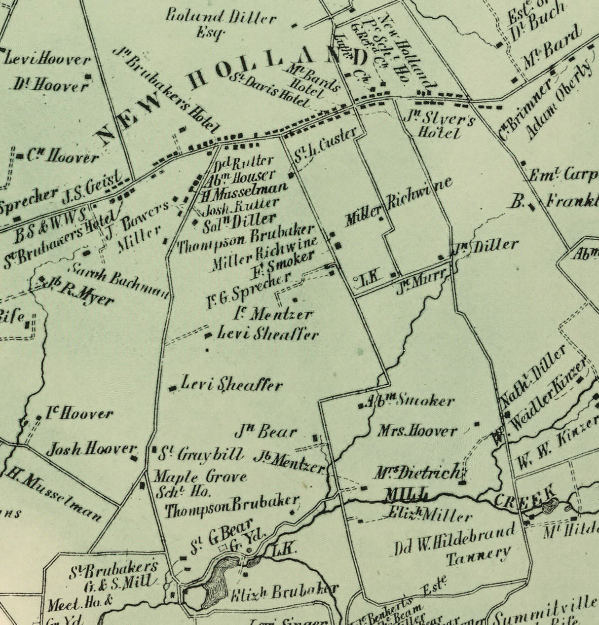 1864 Map of Earl Township Lancaster County Pennsylvania
