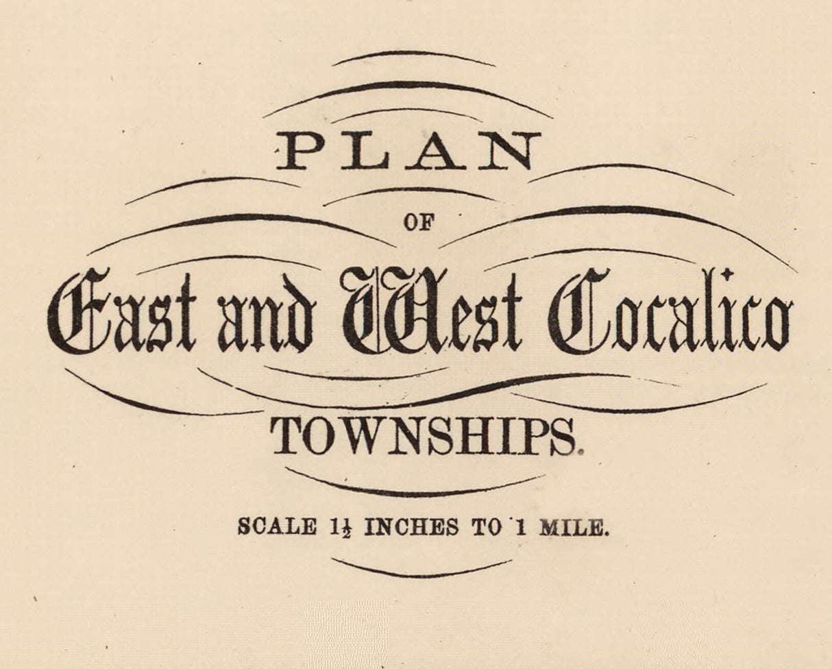 1864 Map of East and West Cocalico Township Lancaster County Pennsylvania