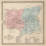 1864 Map of Elizabeth and Clay Township Lancaster County Pennsylvania