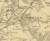 1864 Map of Ephrata Township Lancaster County Pennsylvania