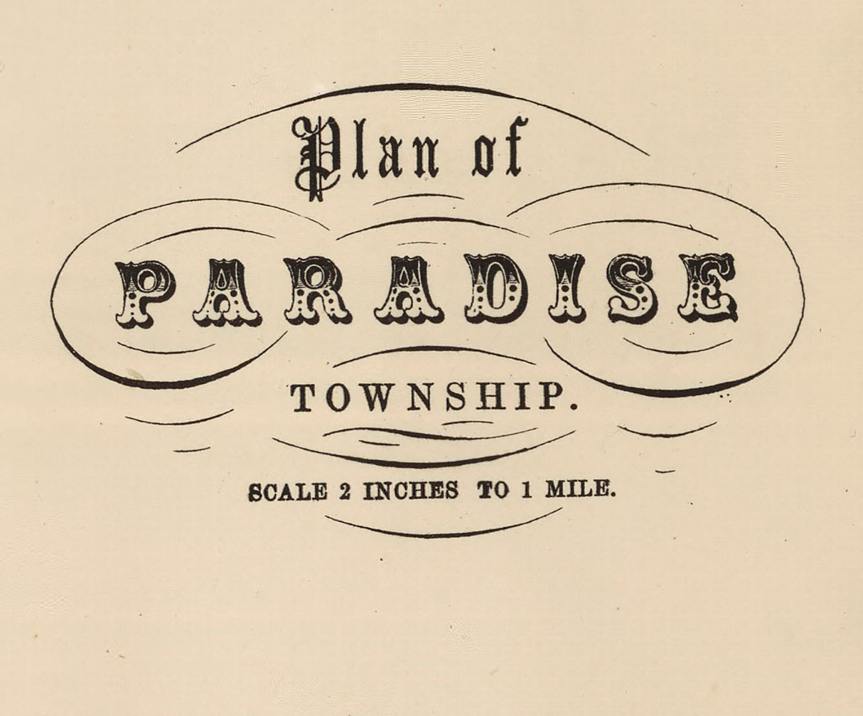 1864 Map of Paradise Township Lancaster County Pennsylvania