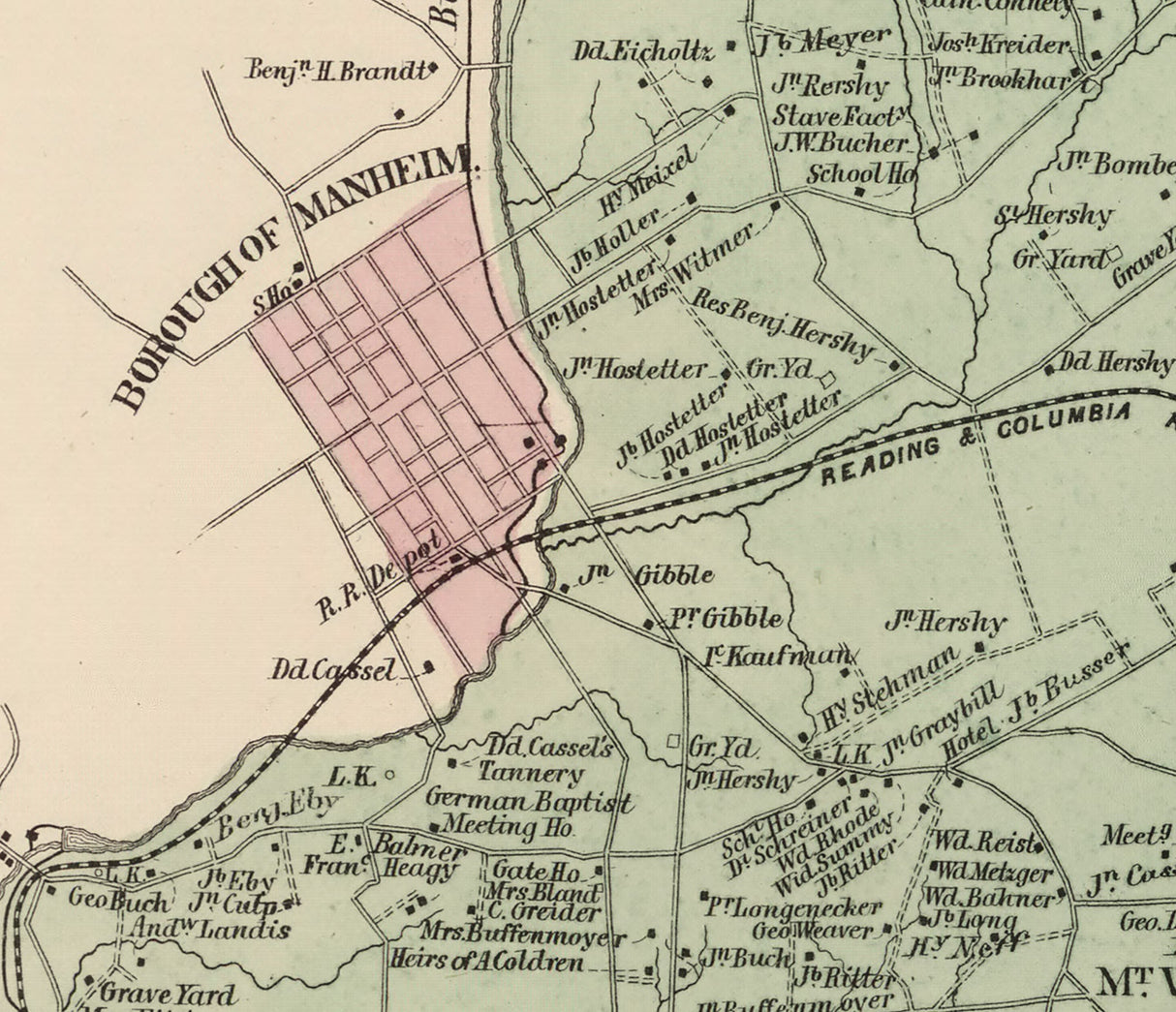 1864 Map of Penn Township Lancaster County Pennsylvania