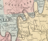 1864 Map of Pequa West Lampeter and Lancaster Township Lancaster County PA