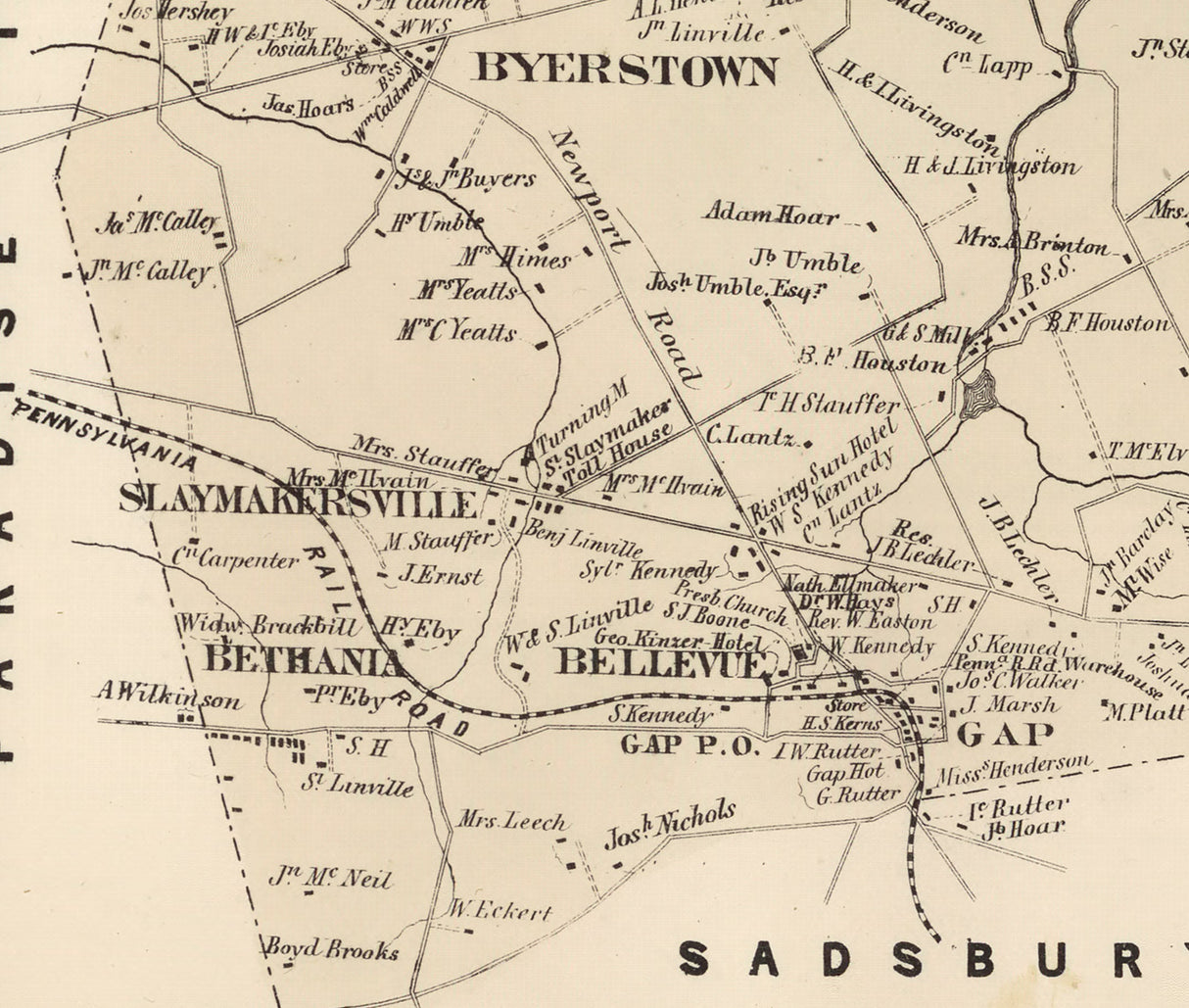 1864 Map of Salisbury Township Lancaster County Pennsylvania
