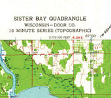 1960 Topo Map of Sister Bay Door County Wisconsin Baileys Harbor