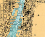 1908 Nautical Chart Saginaw River Bay City Michigan