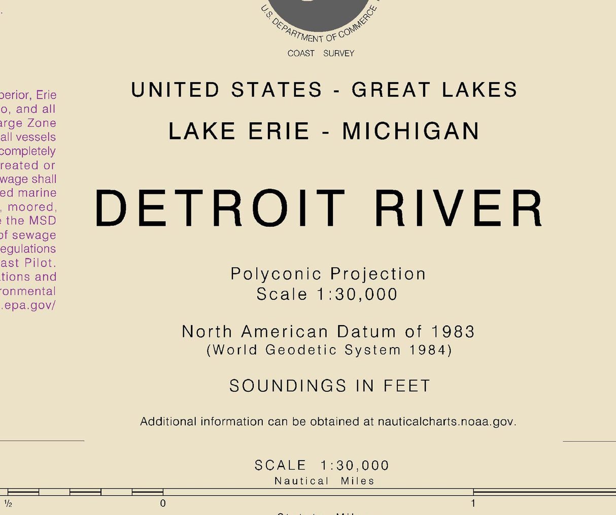 2018 Nautical Chart of Detroit River