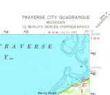 1957 Topo Map of Traverse City Michigan Grand Traverse Bay