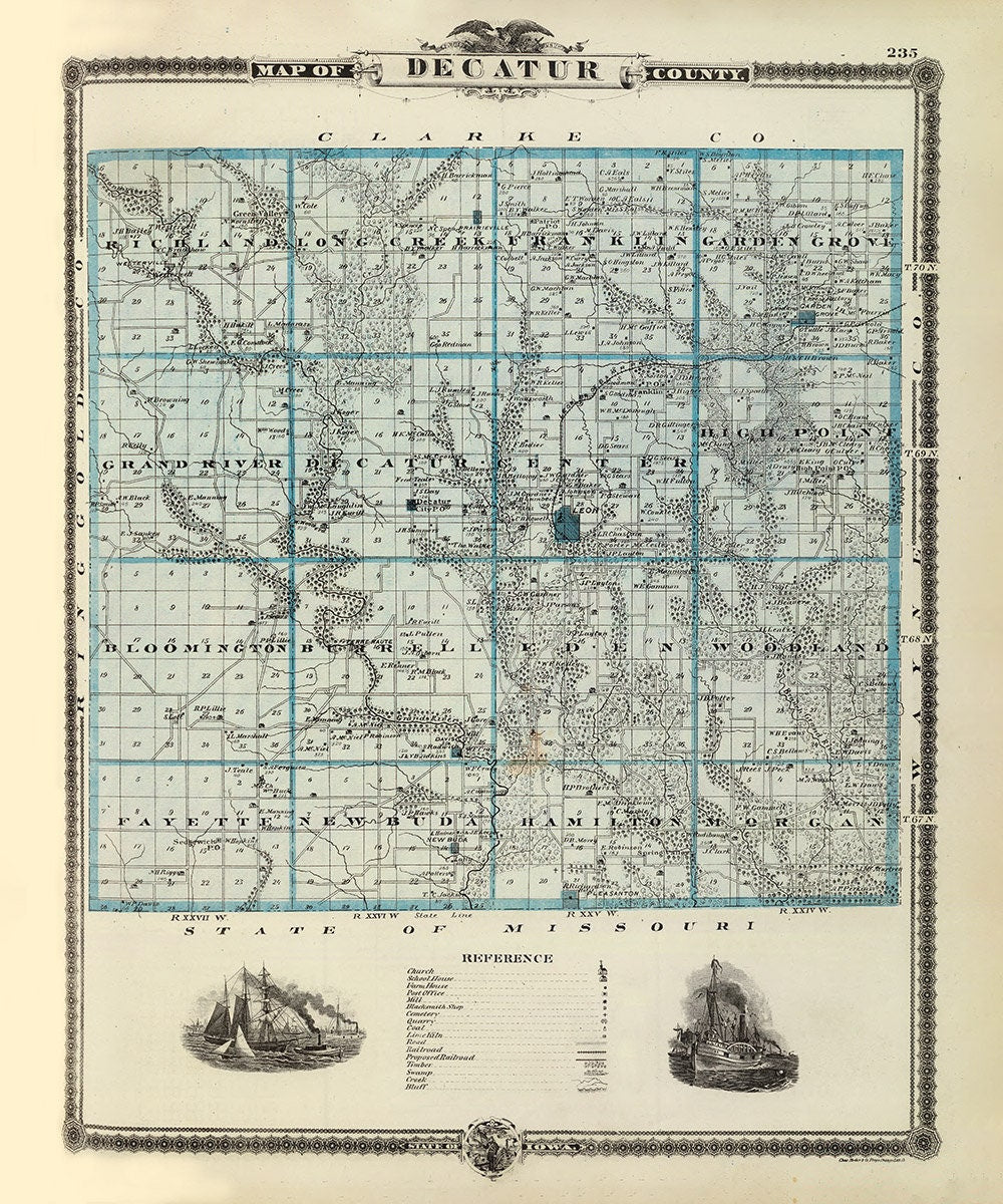 1875 Map of Decatur County Iowa