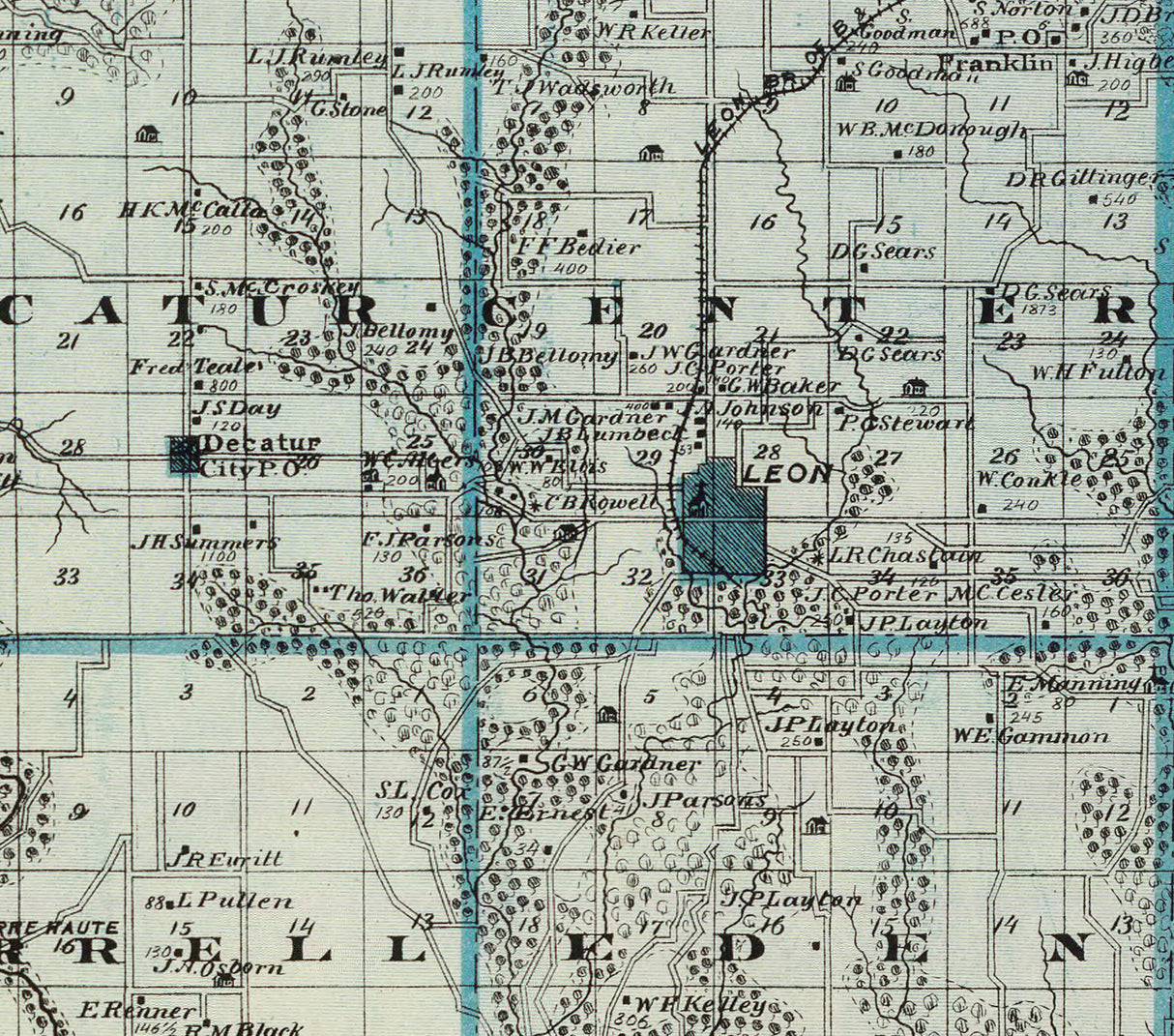 1875 Map of Decatur County Iowa