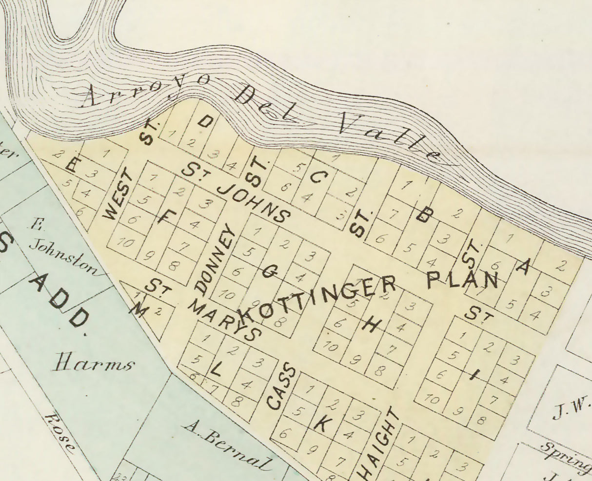 1878 Town Map of Pleasanton Alameda County California