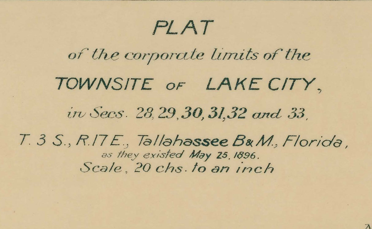 1896 Town Map of Lake City Florida