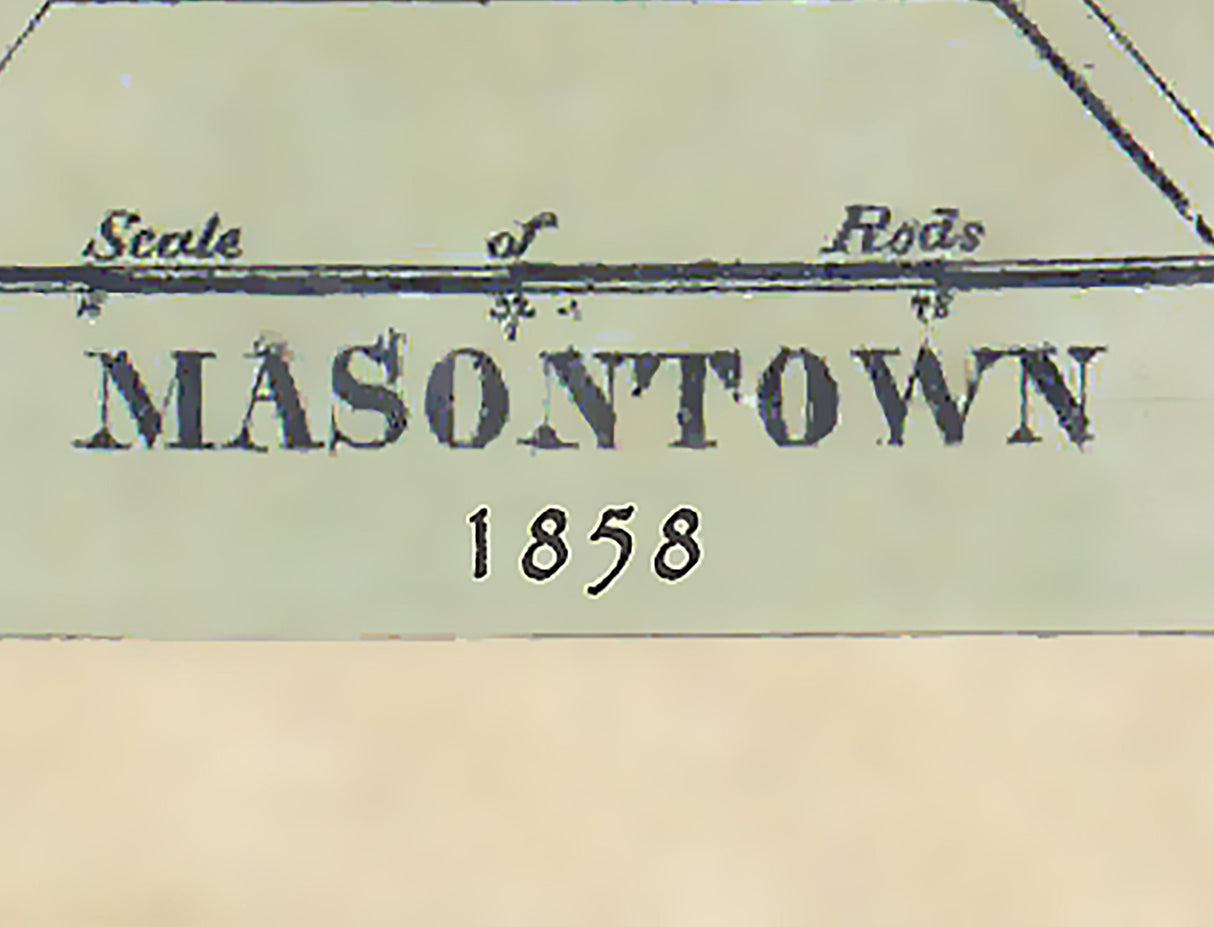 1858 Town Map of Masontown Fayette County Pa