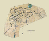 1858 Town Map of Uniontown Fayette County Pa