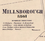 1861 Town Map of Millsborough Washington County Pennsylvania