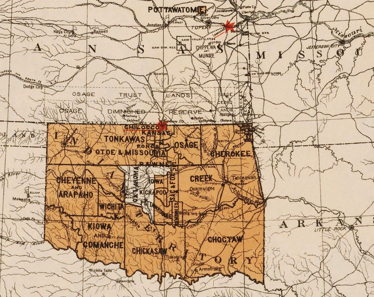 1889 Map of Indian Reservations in the United States