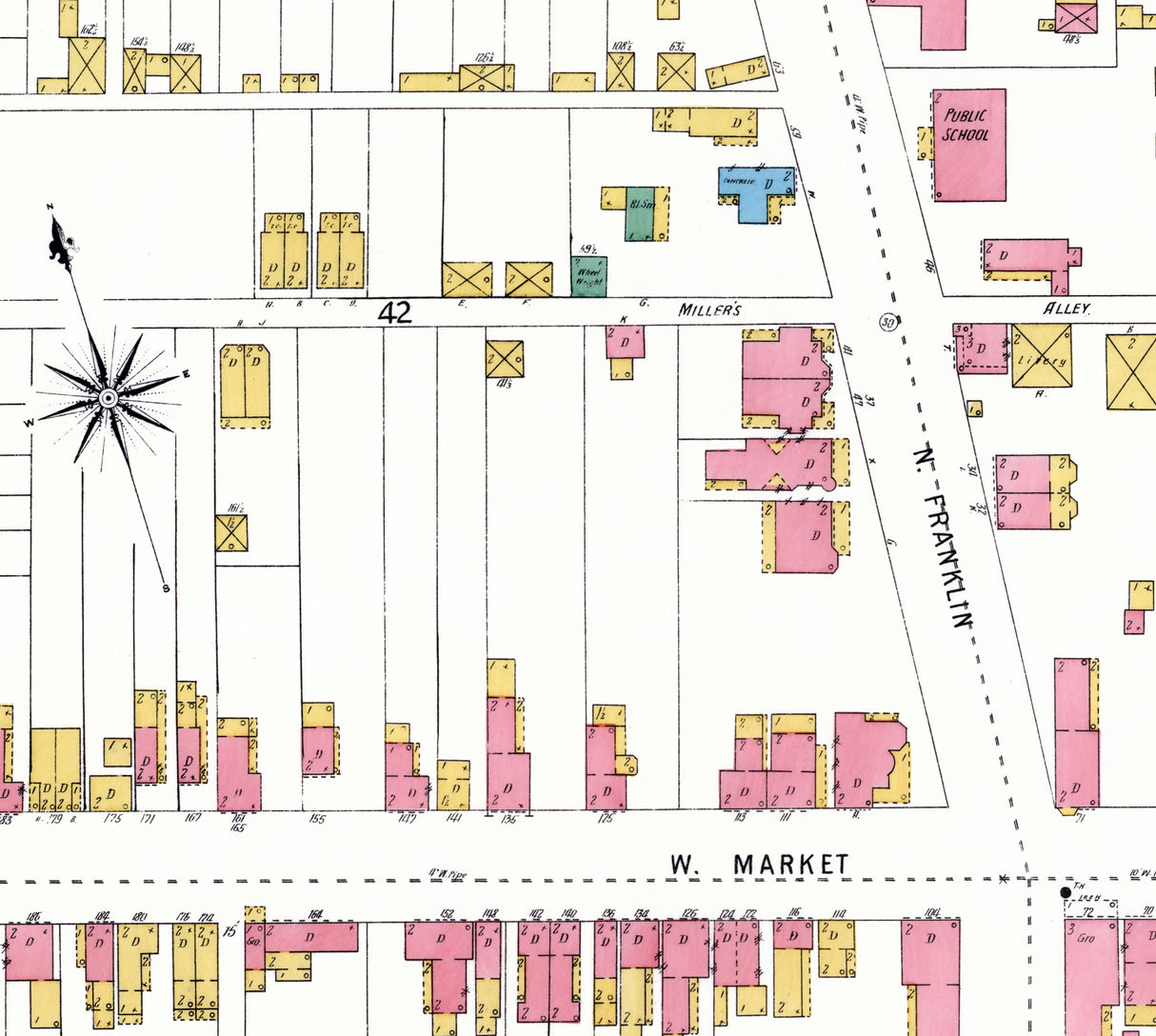 1904 Town Map of Chambersburg Franklin County Pennsylvania