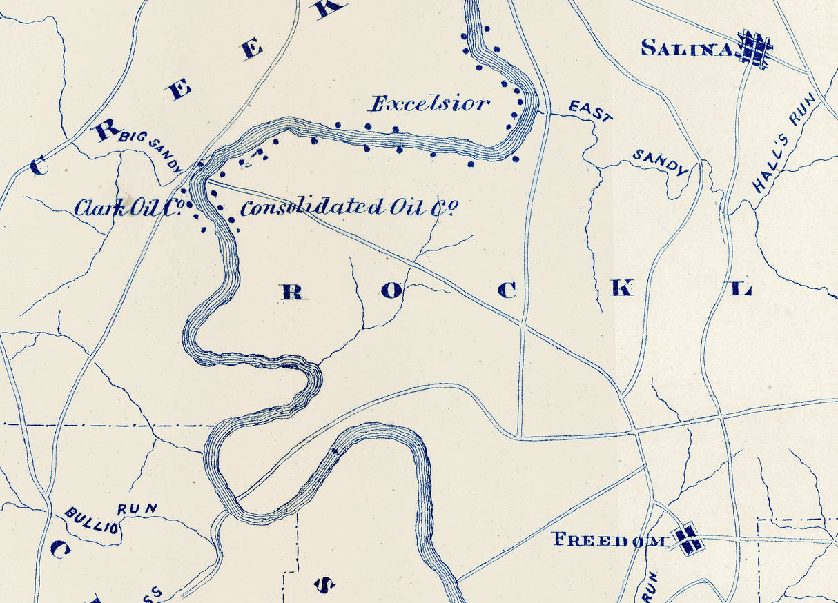 1865 Map of The Oil Region of Pennsylvania Derrick and Drill Oil Wells