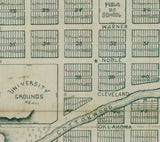 1889 Map of West Guthrie Oklahoma Indian Territory