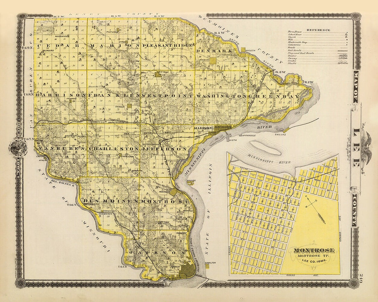 1875 Map of Lee County Iowa