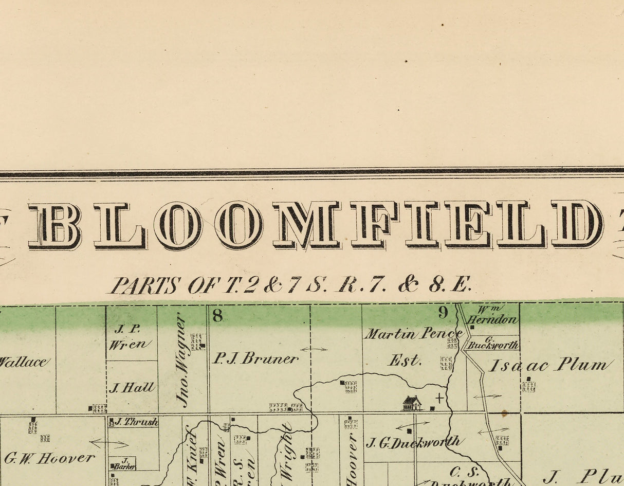 1875 Map of Bloomfield Township Logan County Ohio