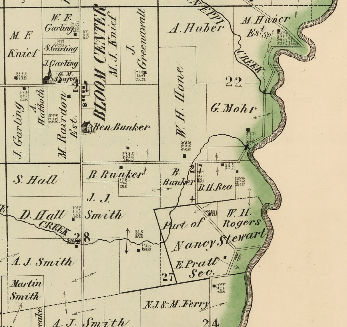 1875 Map of Bloomfield Township Logan County Ohio