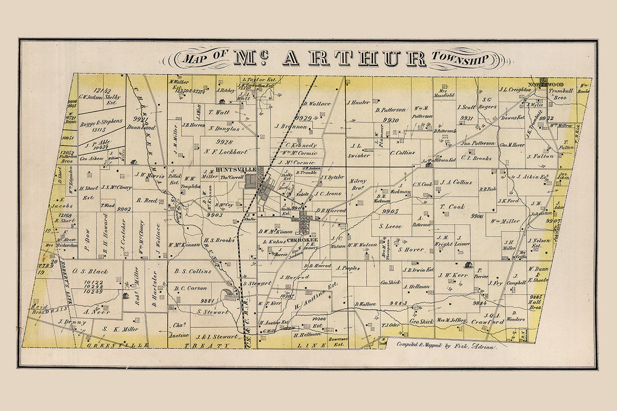1875 Map of McArthur Township Logan County Ohio