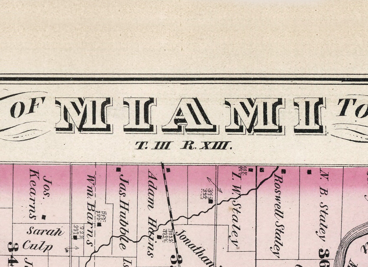 1875 Map of Miami Township Logan County Ohio