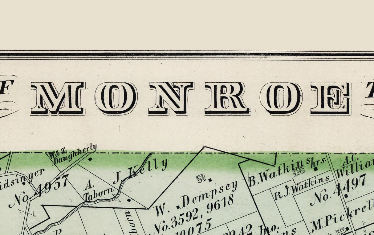 1875 Map of Monroe Township Logan County Ohio
