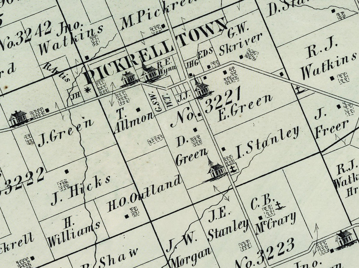 1875 Map of Monroe Township Logan County Ohio