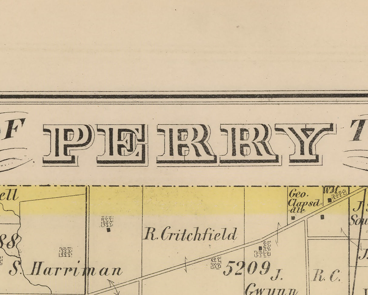 1875 Map of Perry Township Logan County Ohio