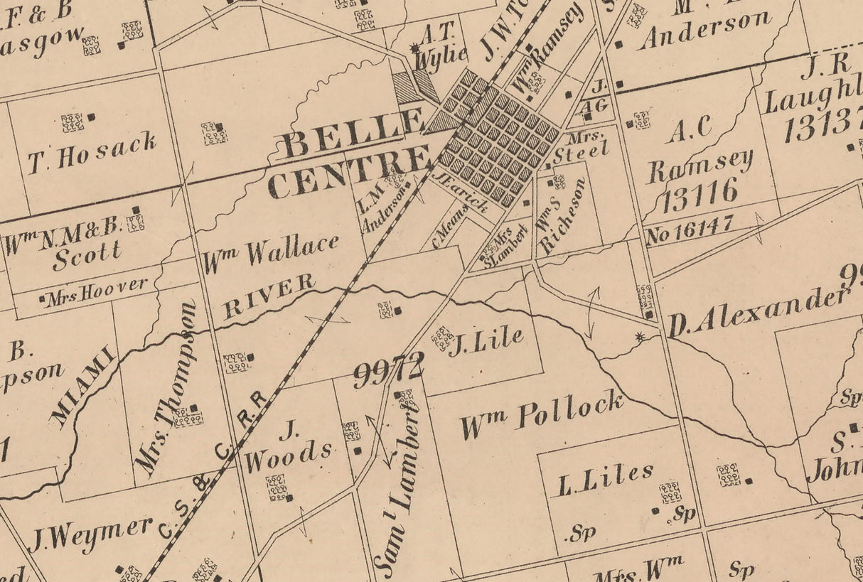 1875 Map of Richland Township Logan County Ohio