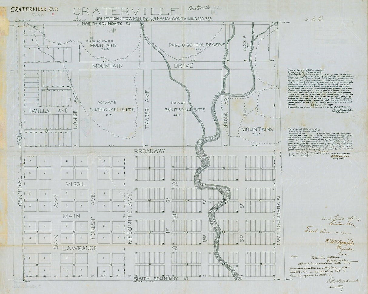 1902 Map of Craterville Oklahoma