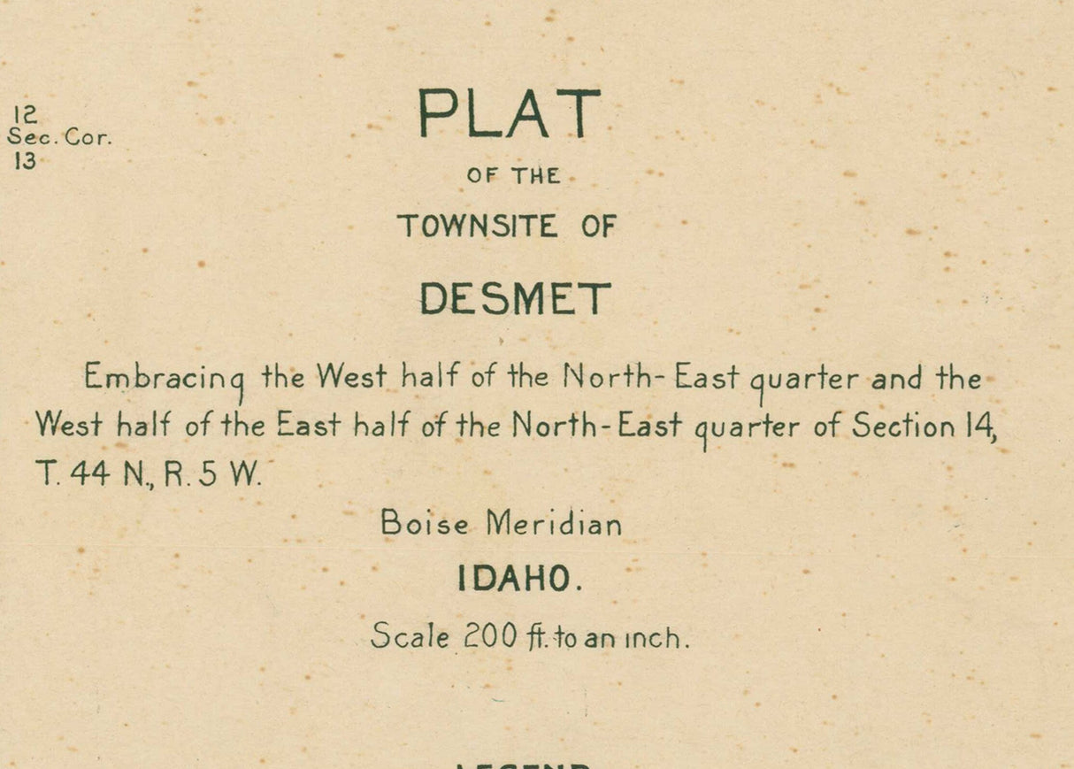 1909 Map of Desmet Idaho