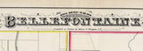 1875 Town Map of Bellefontaine Logan County Ohio