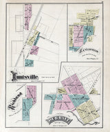 1875 Town Map of De Graff Richland Huntsville Zanesfield Logan County Ohio