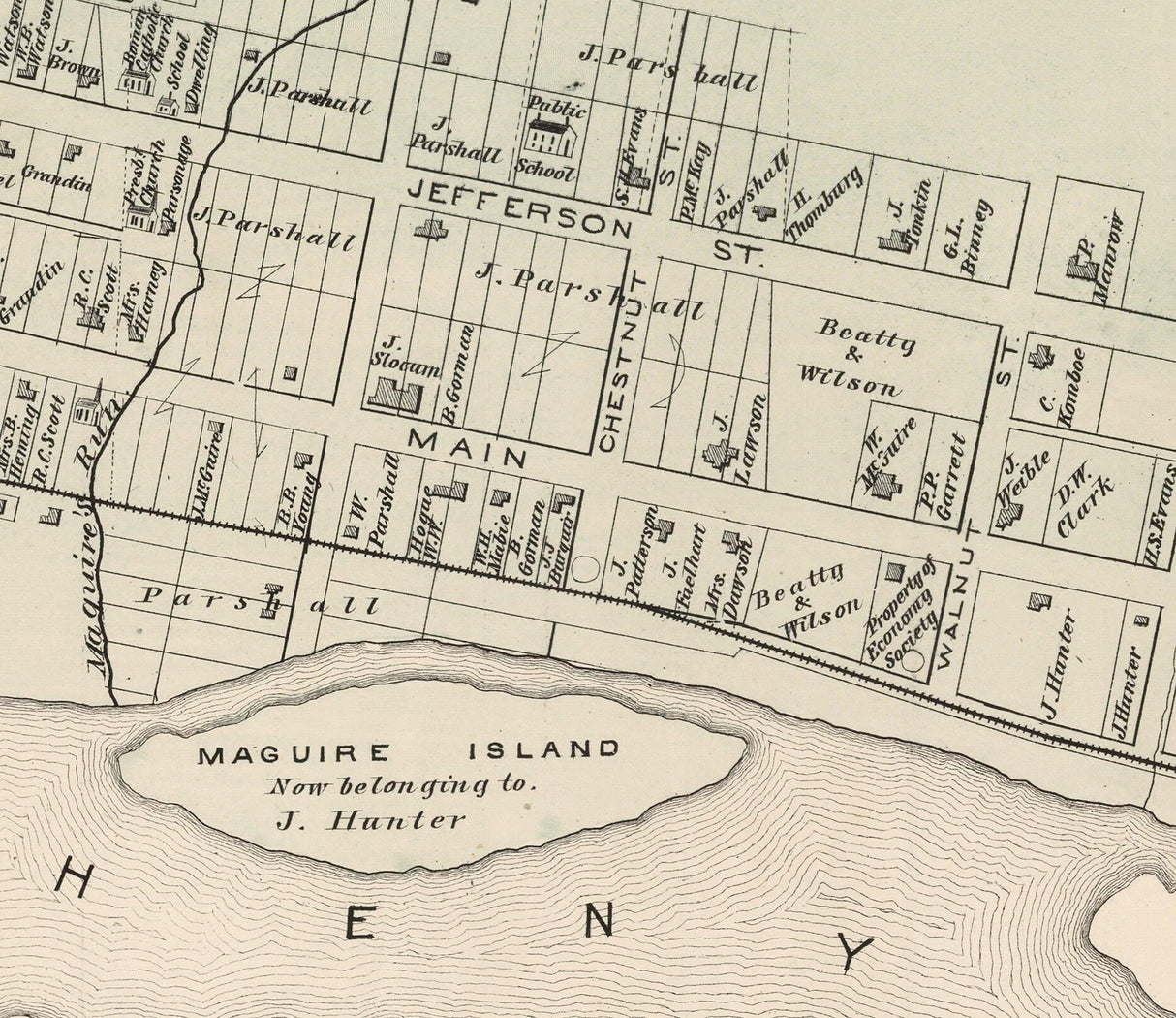 1878 Town Map of Tidioute Warren County Pennsylvania