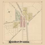 1875 Town Map of Rushsylvania Logan County Ohio