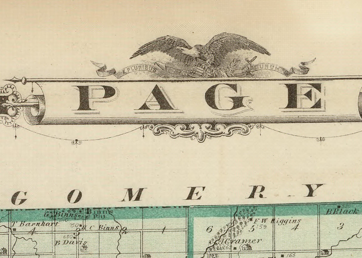 1875 Map of Page County Iowa