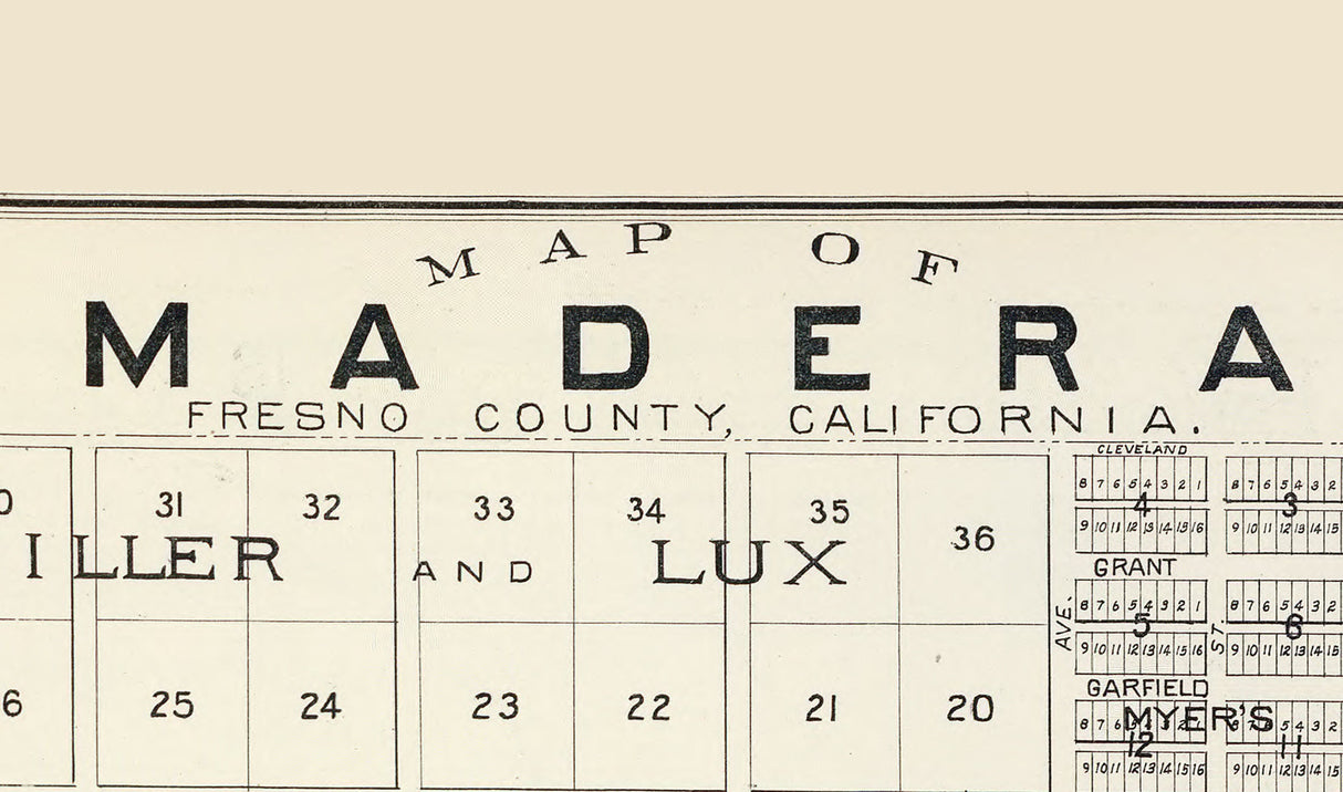 1891 Map of Madera Fresno County California