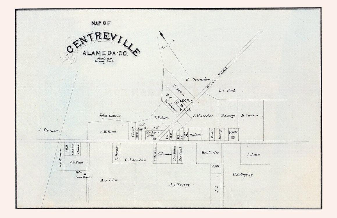 1878 Map of Centreville Alameda County California