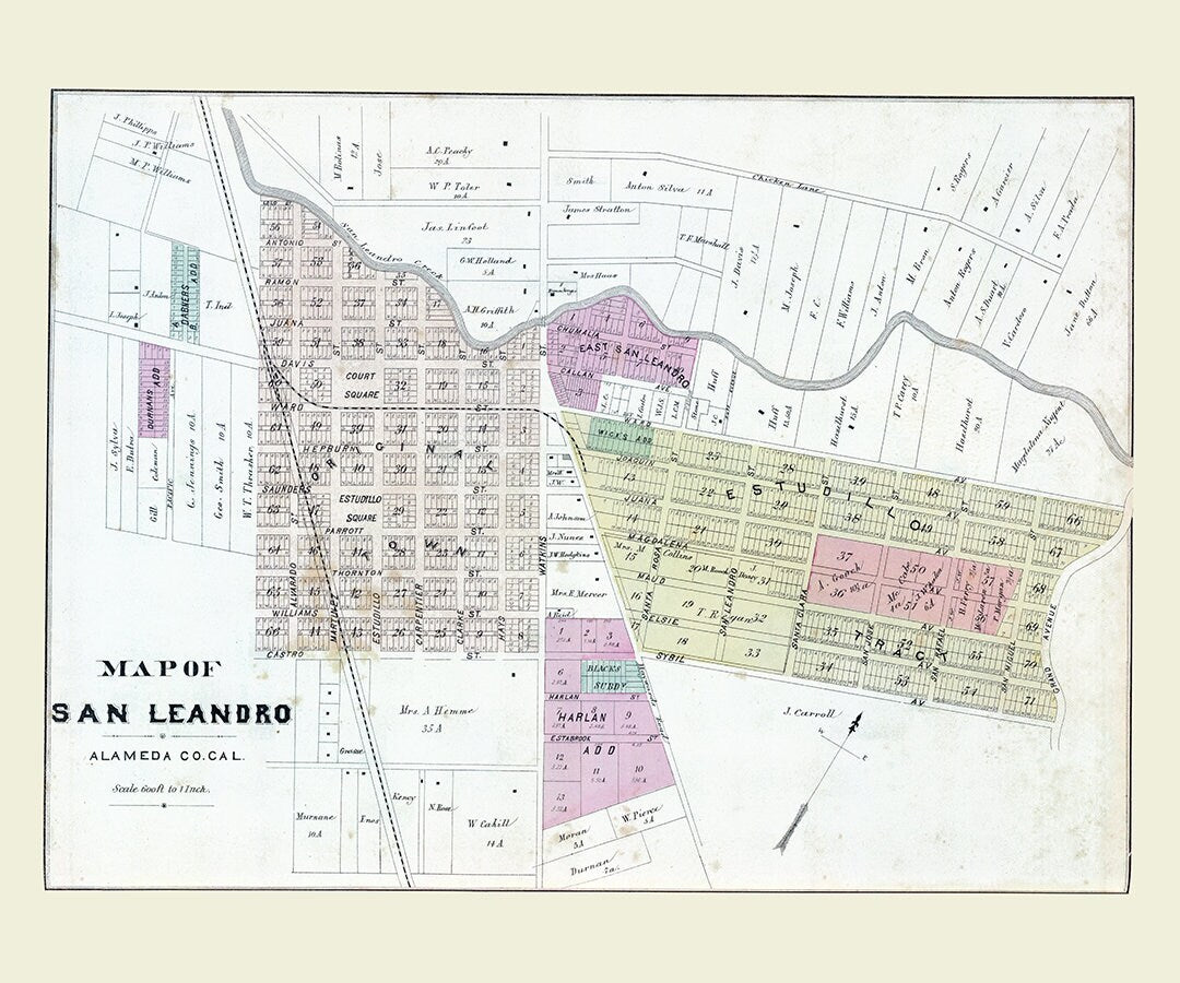 1878 Map of San Leandro Alameda County California