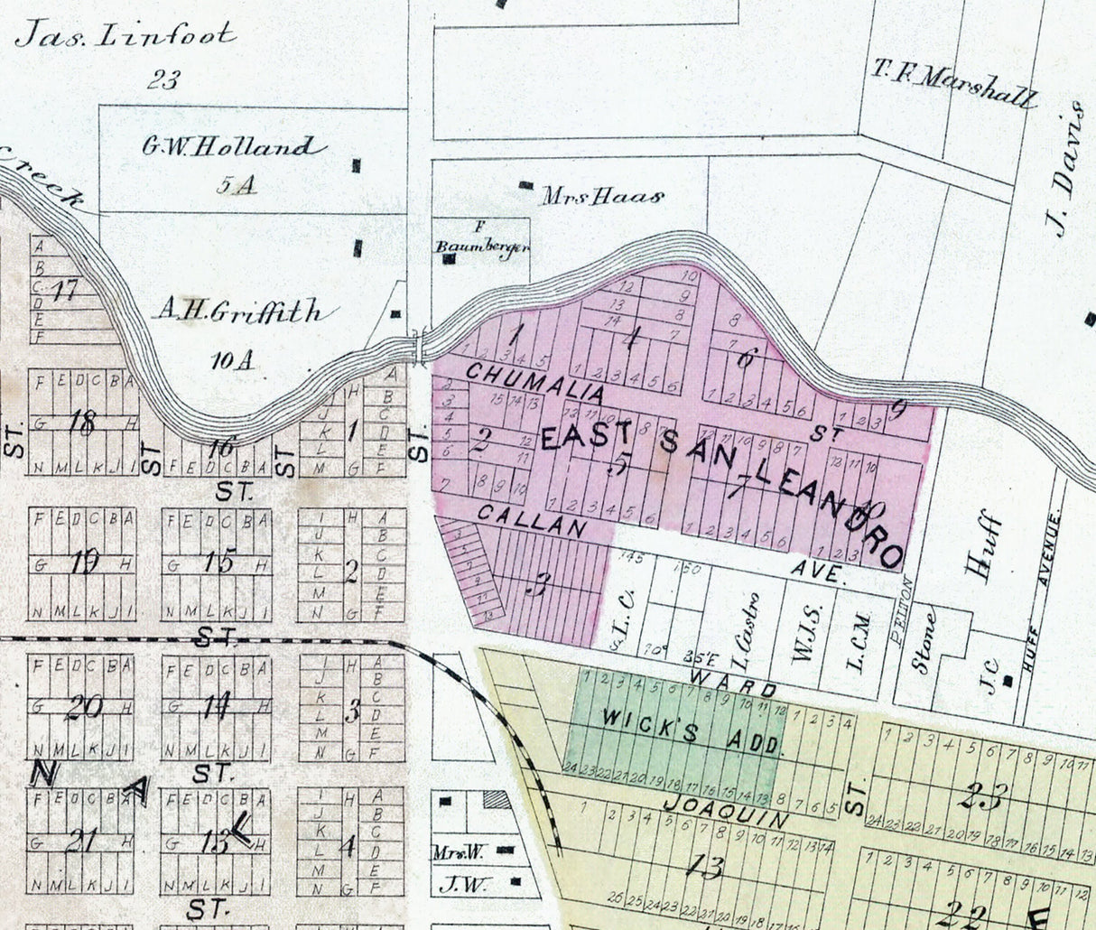 1878 Map of San Leandro Alameda County California