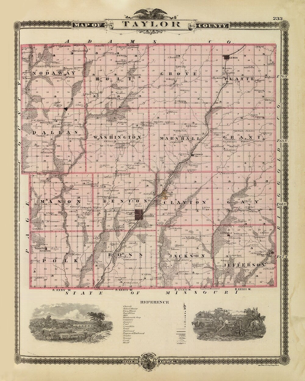 1875 Map of Taylor County Iowa