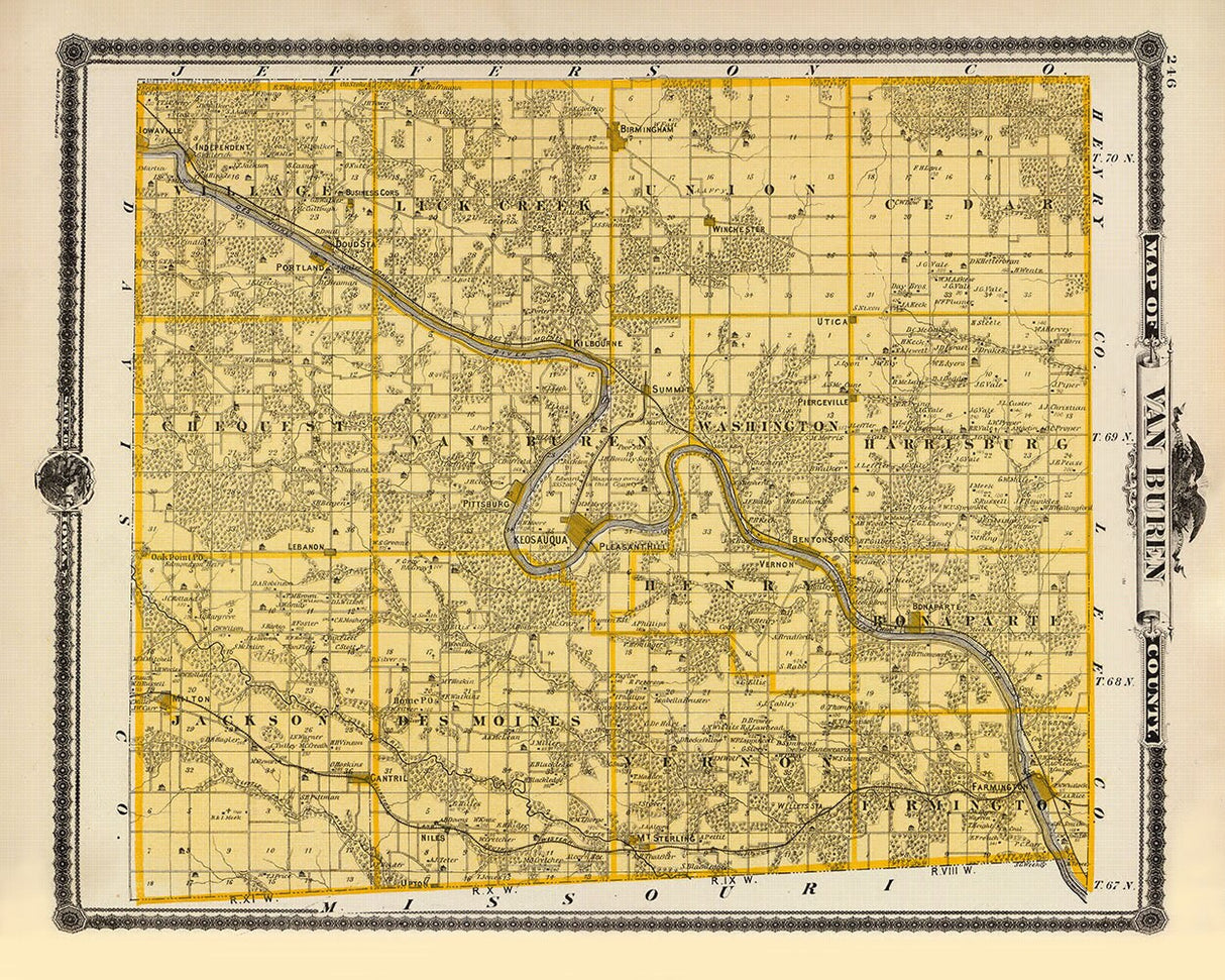 1875 Map of Van Buren County Iowa