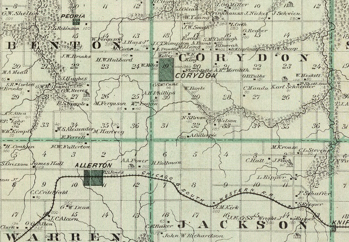 1875 Map of Wayne County Iowa