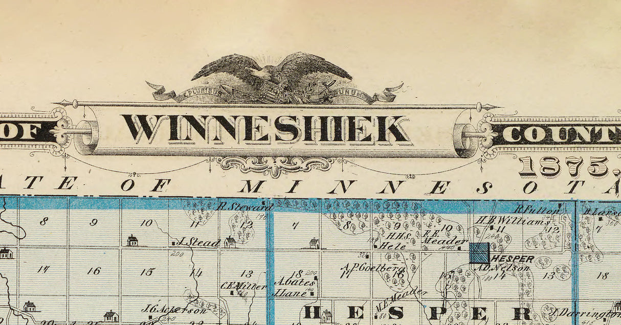 1875 Map of Winneshiek County Iowa