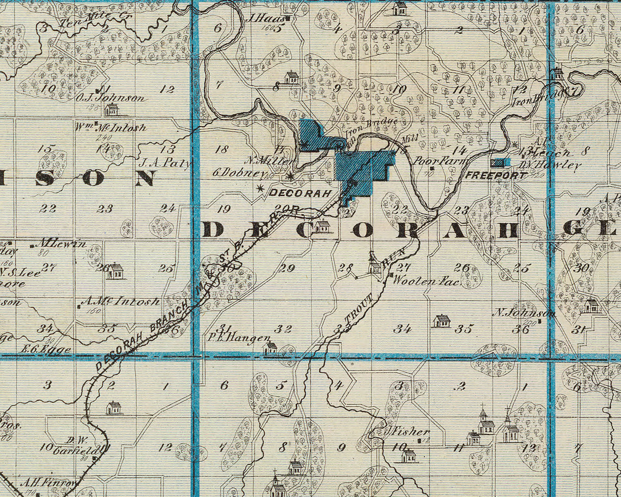 1875 Map of Winneshiek County Iowa